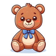 Obraz premium Cartoon image of a cute teddy bear, white background 
