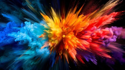 Fototapeta premium Vibrant color explosion on dark background illustration generated by ai