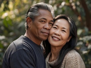 Obraz premium Portrait of a couple of black man from Africa and white woman from Asia, individuals of different races