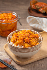 Seasoning sauce made from crab roe,the ovary and digestive glands of a crab © wei