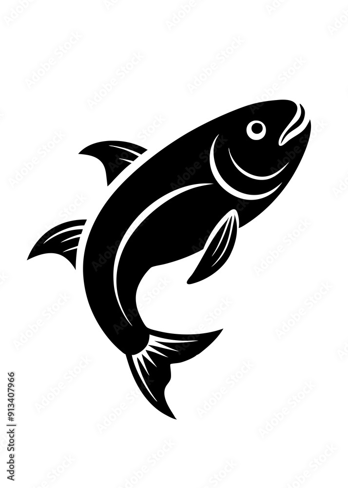 Wall mural dynamic fish icon silhouette vector art illustration