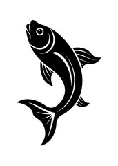 Dynamic fish icon silhouette vector art illustration