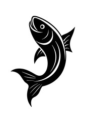 Dynamic fish icon silhouette vector art illustration