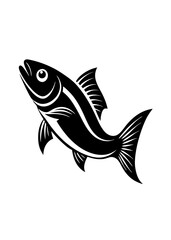 Dynamic fish icon silhouette vector art illustration