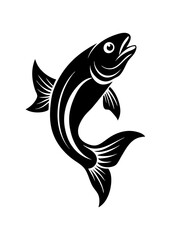 Dynamic fish icon silhouette vector art illustration