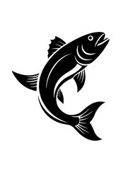 Fototapeta premium Dynamic fish icon silhouette vector art illustration