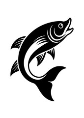 Dynamic fish icon silhouette vector art illustration