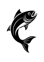 Dynamic fish icon silhouette vector art illustration