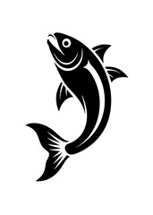 Dynamic fish icon silhouette vector art illustration