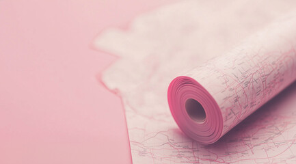 Obraz premium Cartographic Expansion: Map Roll with Lines Extending Outwards
