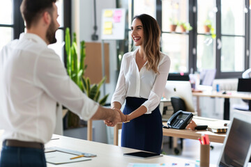 Fototapeta premium U.S. election, a political campaign volunteer talking to a man at a polling station
