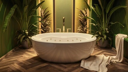 Fototapeta premium modern bathroom interior with bathtub
