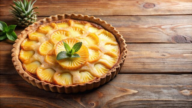 Delicious pineapple pie topped with golden brown crust, pineapple, pie, dessert, sweet, baked, fruit, tropical, golden, brown