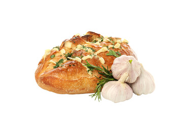 PNG, Garlic bread and garlic, isolated on white background