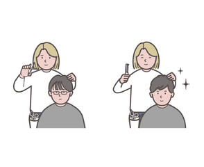 ヘアサロンでイメージチェンジした男性のビフォーアフター