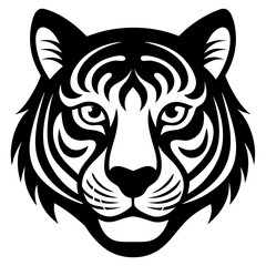Tiger head icon silhouette vector art illustration