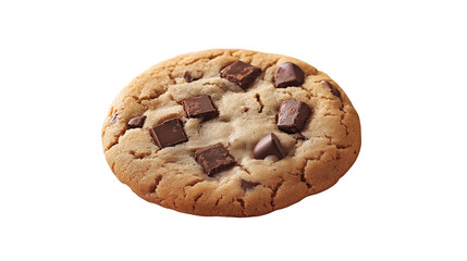 Single Perfectly Baked Chocolate Chip Cookie with Melty Chocolate Chunks Isolated