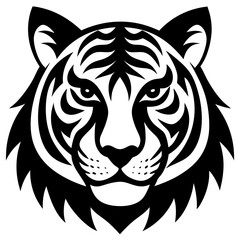 Tiger head icon silhouette vector art illustration