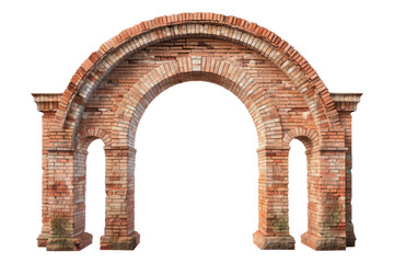 Antique brick archway isolated on white.	
