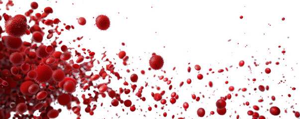 Erythrocytes blood cell stream isolated on transparent background