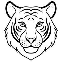 Tiger head line icon vector illustration