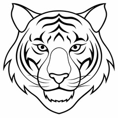 Obraz premium Tiger head line icon vector illustration