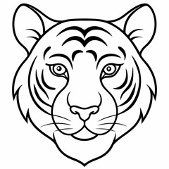 Tiger head line icon vector illustration