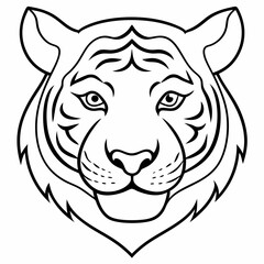 Tiger head line icon vector illustration