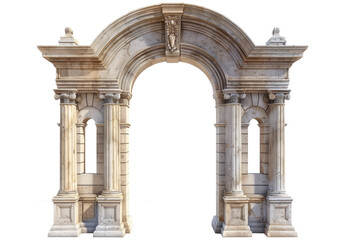 Obraz premium Antique concrete archway, a grand entryway, isolated on a transparent background 