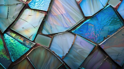 Intricate Texture of Stained Glass with Broken Opal Pieces
