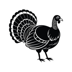 turkey vector art silhouette logo design black and white 