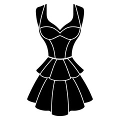 Peplum Dress icon silhouette vector illustration