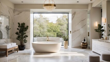  a luxurious bathroom with a white bathtub