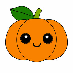 Cartoon pumpkin icon vector art illustration on a white background.