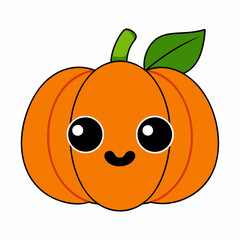 Cartoon pumpkin icon vector art illustration on a white background.