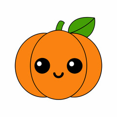Cartoon pumpkin icon vector art illustration on a white background.