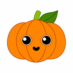 Cartoon pumpkin icon vector art illustration on a white background.