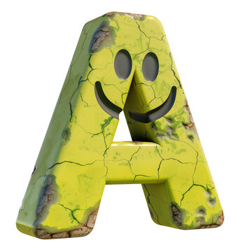 3d Nuclear smile alphabe A on white background