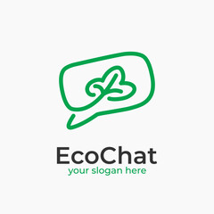 eco leaf talk chat bubble logo icon