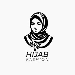 hijab for Muslim fashion logo design template