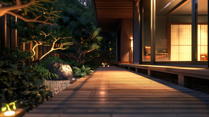 ウッドデッキのある和モダンな家