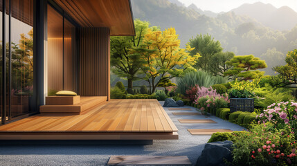 ウッドデッキのある木造住宅