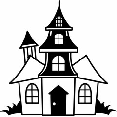 Halloween house icons black silhouette Vector illustration
