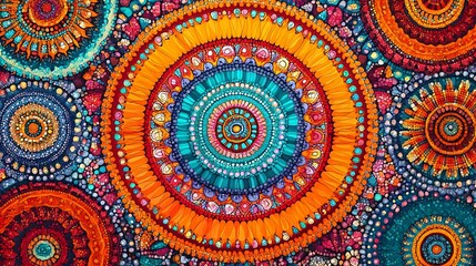Abstract Colorful Mosaic Mandala Illustration
