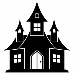 Halloween house icons black silhouette Vector illustration
