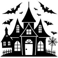 Halloween house icons black silhouette Vector illustration
