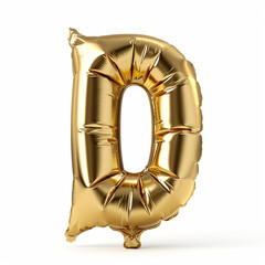 Golden Helium Balloon font, letter D, on white background