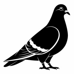 Pigeon isolated on white, Pigeon vector illustration, bird on a branch vector art, Pigeon silhouette, bird vector icon, Pigeon on a branch vector, eps