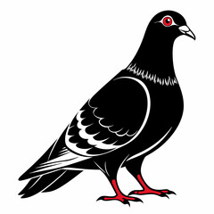 Pigeon isolated on white, Pigeon vector illustration, bird on a branch vector art, Pigeon silhouette, bird vector icon, Pigeon on a branch vector, eps