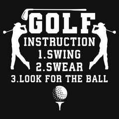 Golf instruction golf playing or golfing typography or graphics tshirt design